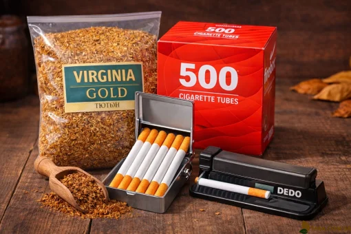 Набор №1 Вирджиния средняя 0.5 кг + 500 шт гильз + ручная машинка + портсигар пластик